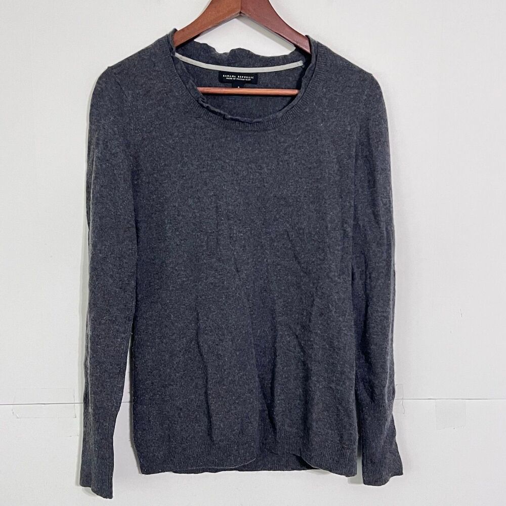 Banana Republic Womens Sweater Size S Gray Wool Cashmere Italian Yarn Knit